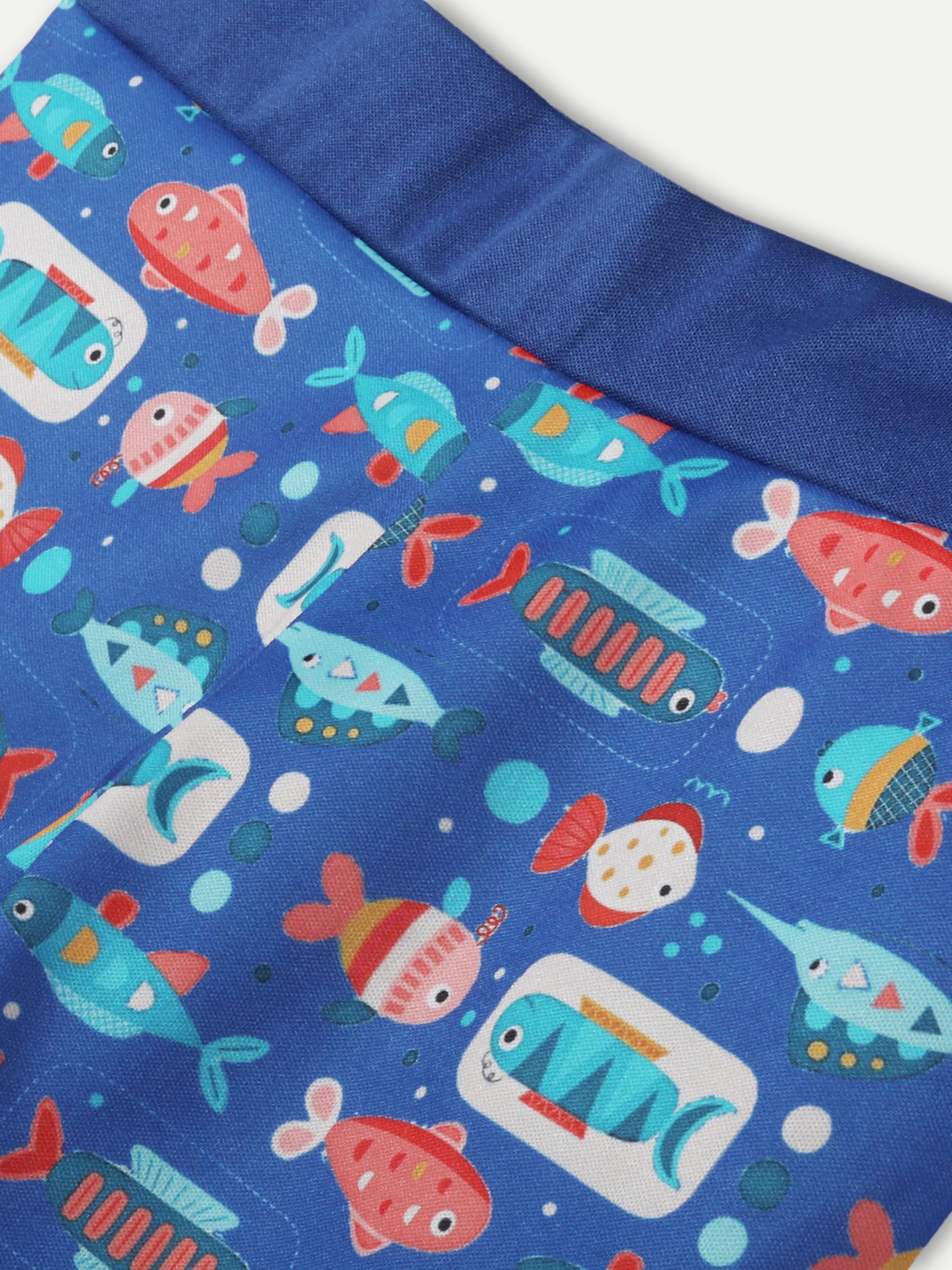 Aqua Holic B1 Spandex Boy's Brief/Shorts | Stylish & Comfortable, Attractive Design, Multi-Purpose, Long-Lasting | Ideal for Casual Outing -Fish(Blue) 6-7 2
