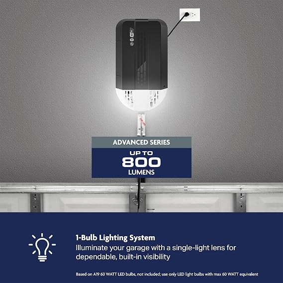 Chamberlain 1/2 HP Chain Drive Smart Garage Door Opener with Battery Backup, 1-Bulb Lighting, and myQ Connectivity