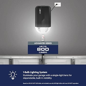 Chamberlain 1/2 HP Chain Drive Smart Garage Door Opener with Battery Backup, 1-Bulb Lighting, and myQ Connectivity