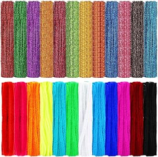 2400 Pcs Pipe Cleaners 24 Assorted Colors Chenille Stems Glitter Pipe Cleaners Craft Supplies Fuzzy Sticks for Kids DIY Art Crafts Decorations Creative Project, 6 mm by 12 Inches