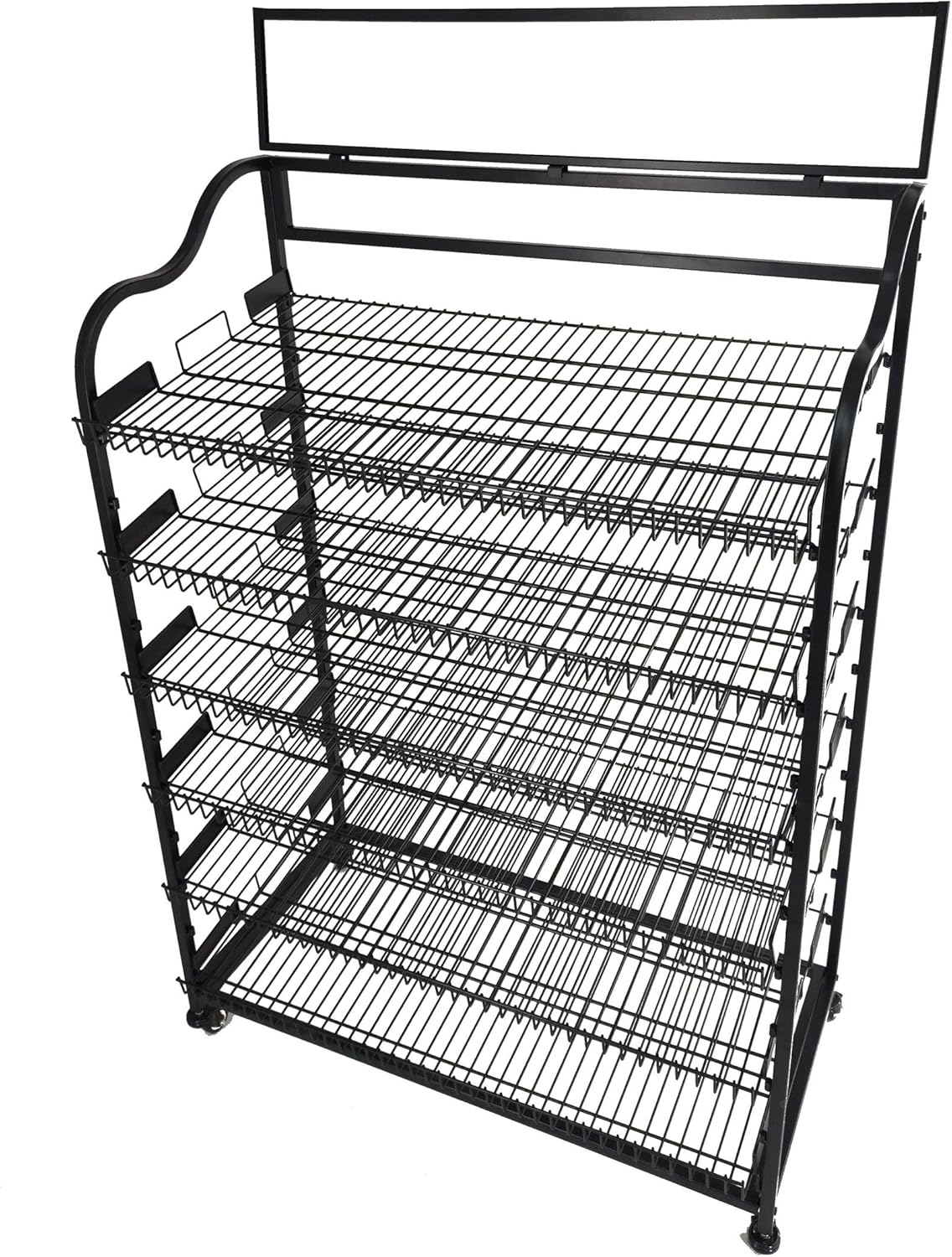 FixtureDisplays 39" Wide Bakery Display Rack on Wheels, 6 Shelves with Header Holder Powder Coated Black 19399 : Industrial & Scientific