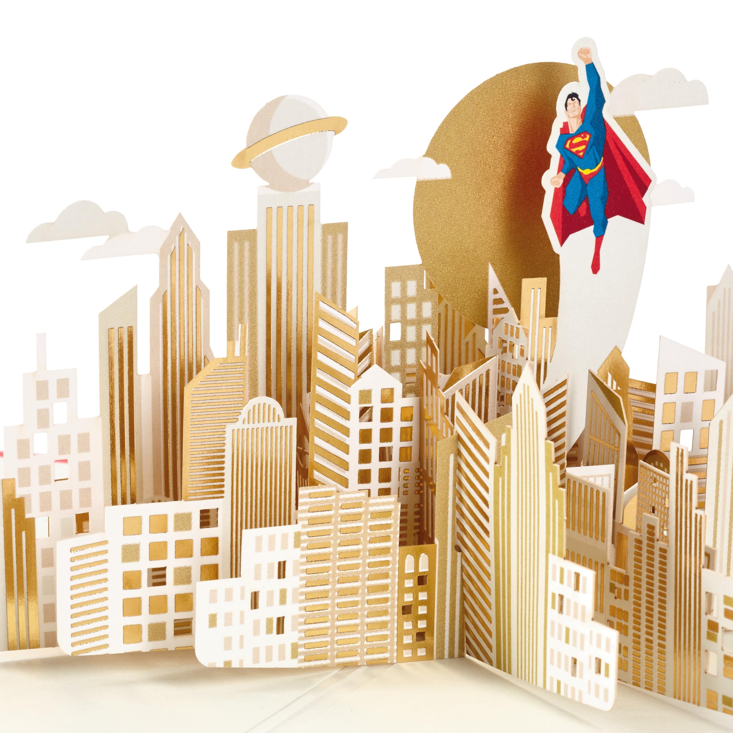 Hallmark DC Comics Superman, karta 3D i pop-up na każdą okazję, Clark Kent, urodziny, Dzień Ojca, syn, tata, siostrzeniec, superbohater, złoty