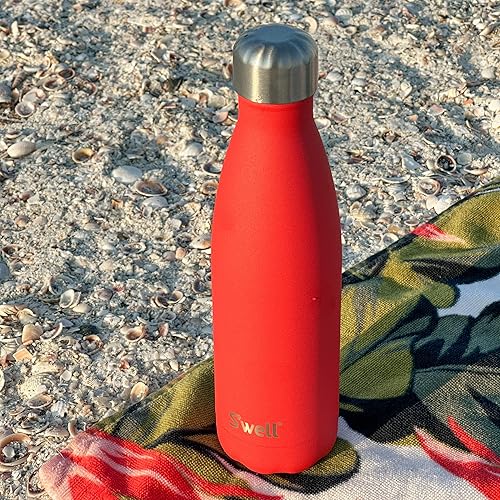 Miniatura 5 de S'well Botella de agua de acero inoxidable, 17 onzas, color rojo amapola, recipientes aislados al vacío de triple capa que mantiene las bebidas