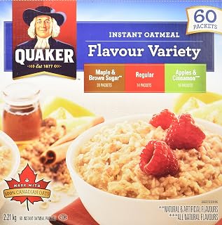 Quaker Instant Oatmeal Flavour Variety 60 Pouches 2.21 Kg, 60 Count