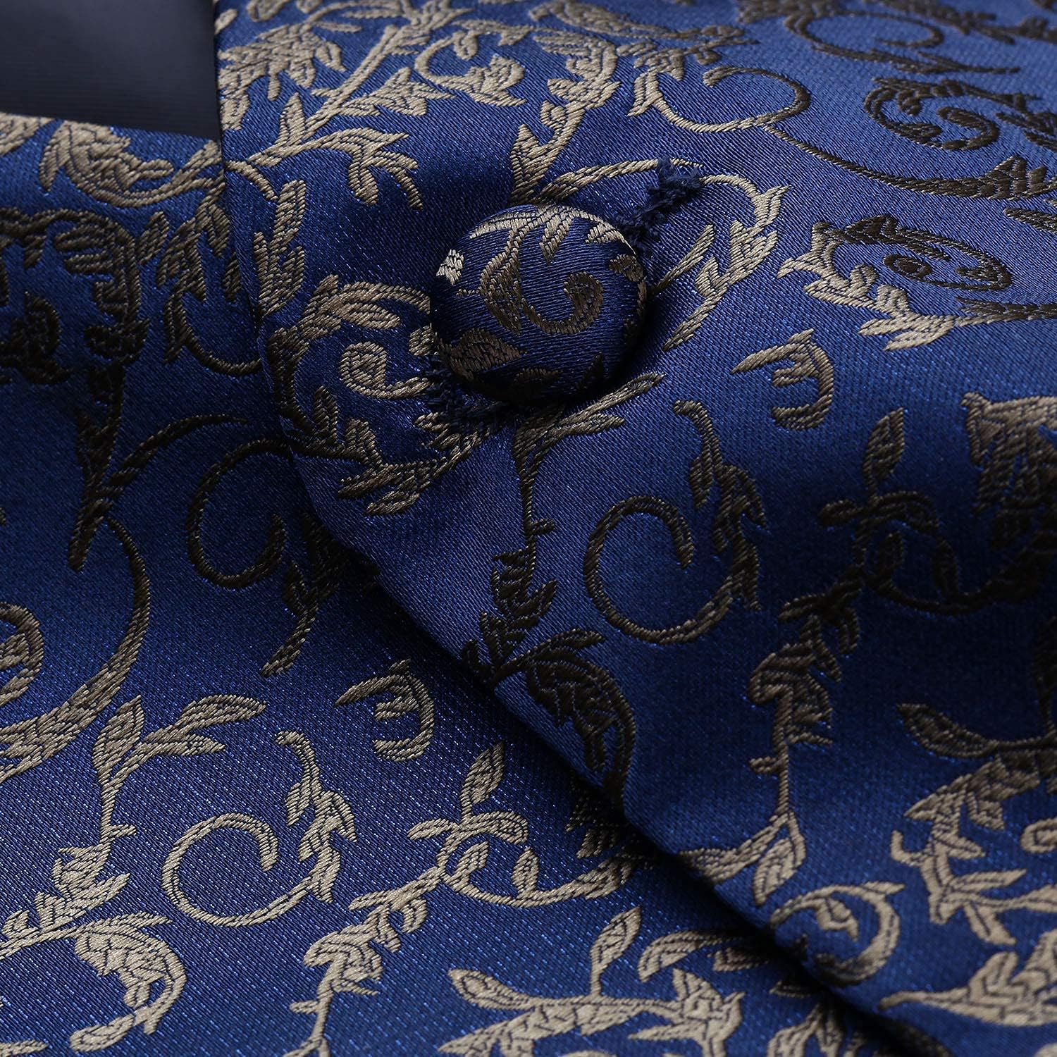 HISDERN 3PC Men's Paisley Floral Jacquard Suit Vest & Necktie and Pocket Square Formal Waistcoat for Tuxedo Wedding Party… - Image 6