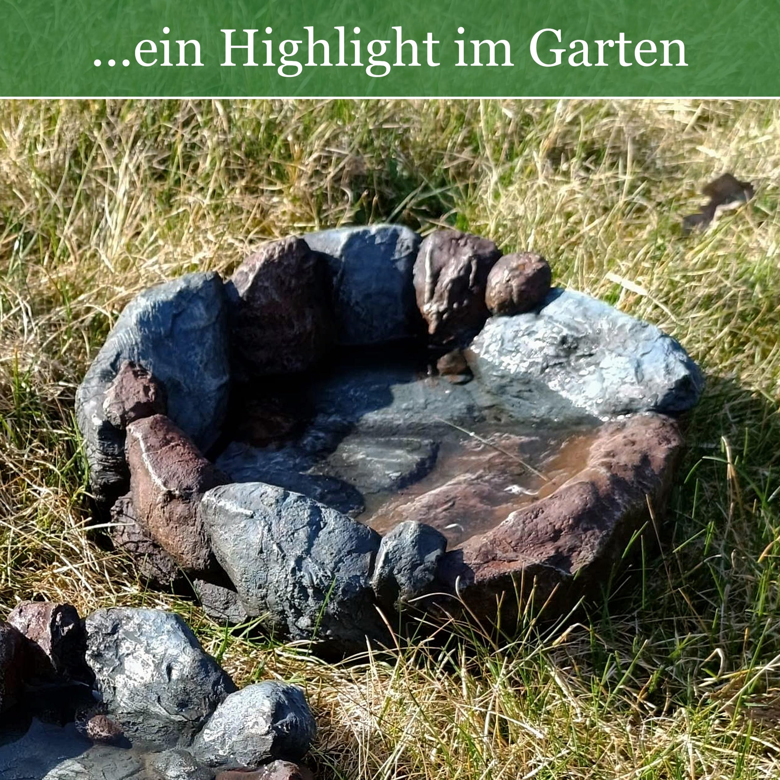 Vogelbad Garten 35cm, Vogeltränke Stein, Wassertränke für Vögel, Vogelbrunnen, Vogel-Badewanne, Vogeldusche, Vogeltränken, Vogeltränke groß, Vogeltränke Garten, Wasserschale für Vögel draußen