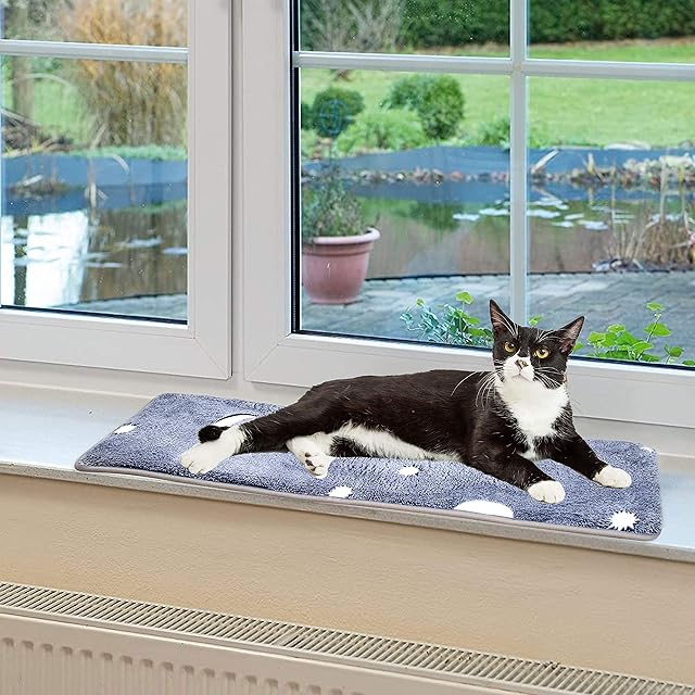 Pet Prime Luminous Print Cat Window Lying Mat for Windowsill,Cat Window Bed Mat 89.5 x 27.5CM,Windowsill Cat Cushion Bed