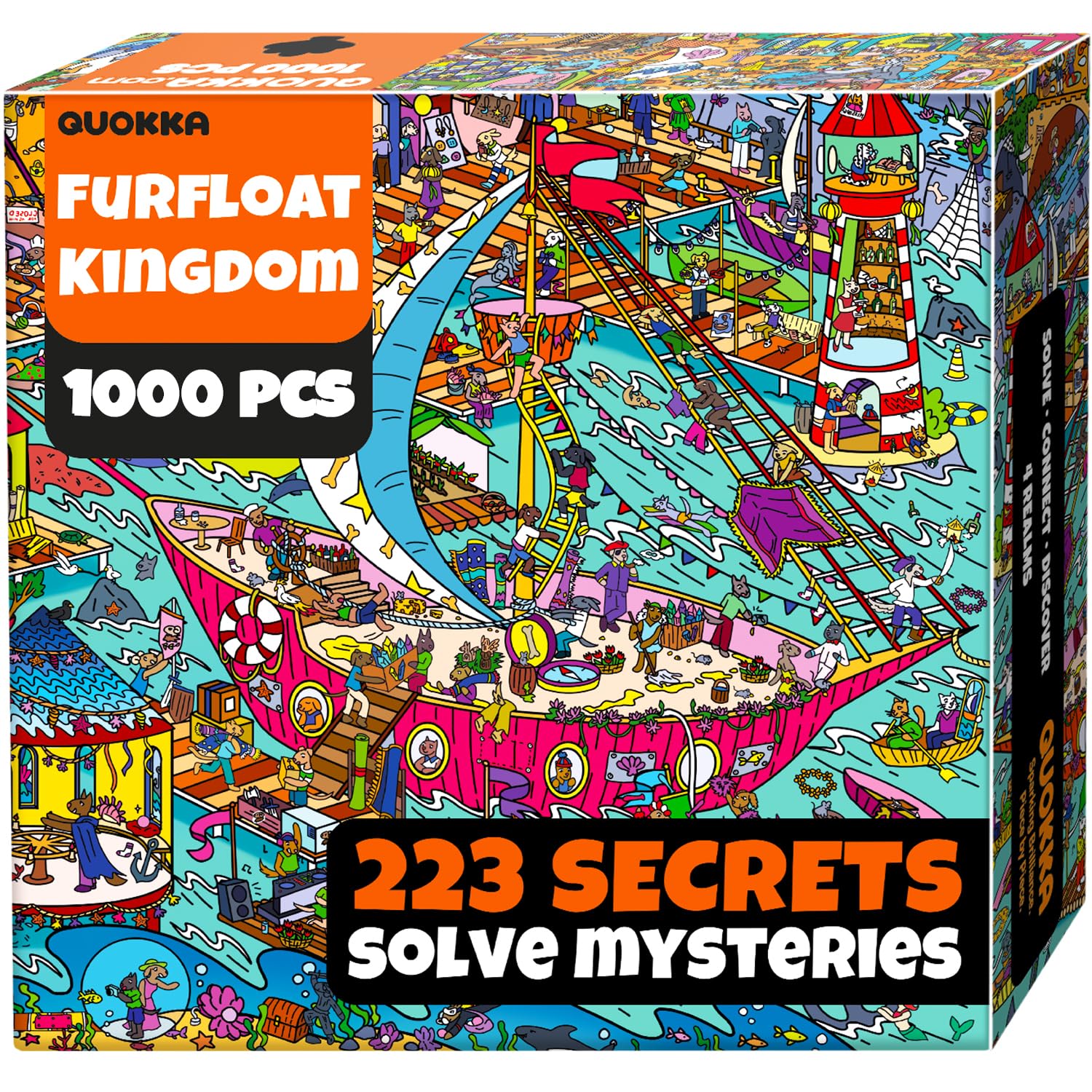 QUOKKA 1000 Piece Puzzle for Adults – 223 Hidden Secrets, Engaging Audio Story, Snap-Tight Thick Pieces – Collect All Four Adult Puzzles in Series to Build One Epic Mystery Realm - Furfloat Kingdom — image 1