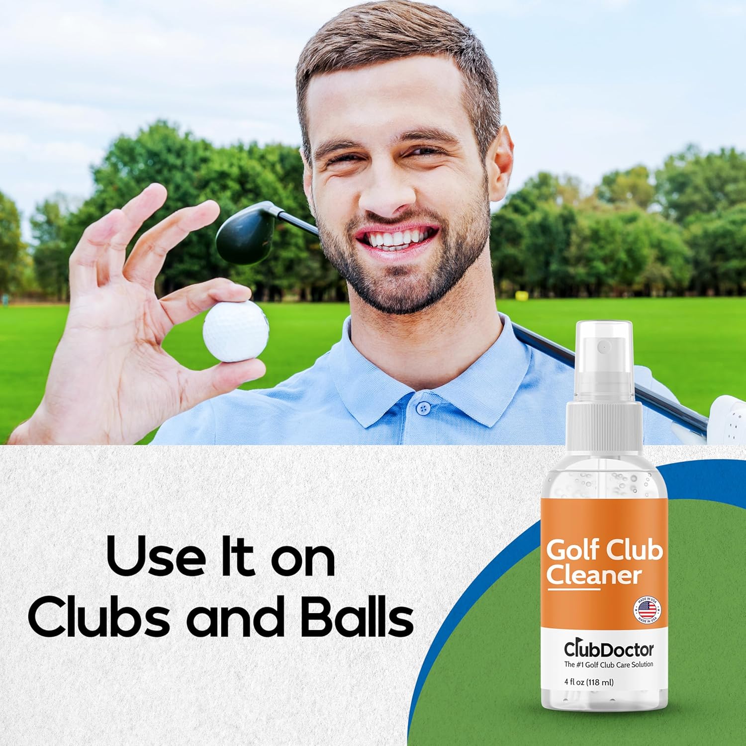 Club Doctor Golf Club Cleaner Spray, Club Cleaning Solution Removes Dirt from Grooves, Increase Spin and Improve Ball Flight, Fits into Bag for Convenience - 4 oz