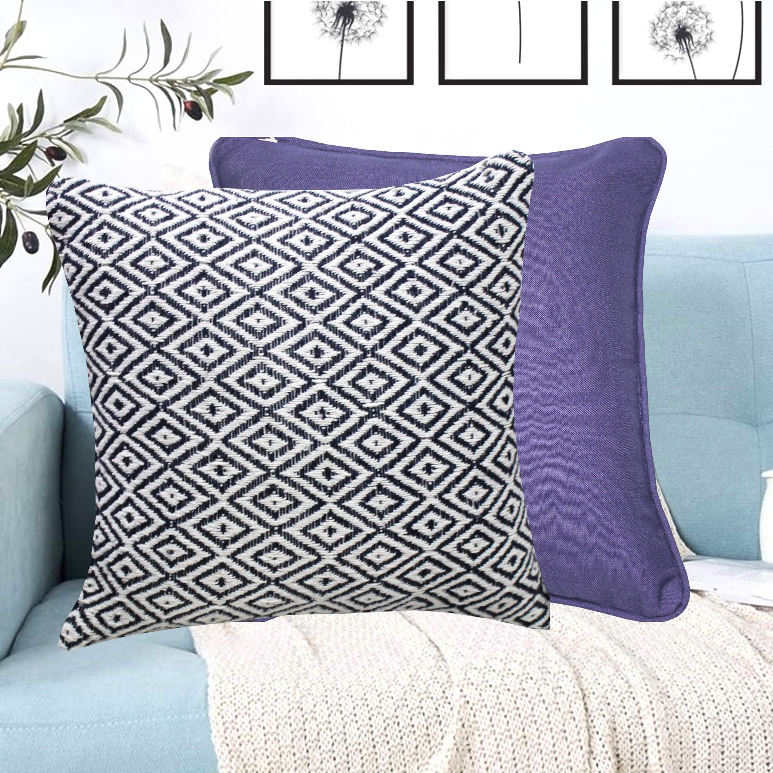 The Furnishers Reversible Black Cotton Woven Pack of 2 Fashion Argyle Throw Pillow Covers Cases for Couch Sofa Home Decoration - 16 x 16 Inches | 40 x 40 (Argyle Navy, 24x24) (B0BV78KHS5) Amazon Price History, Amazon Price Tracker