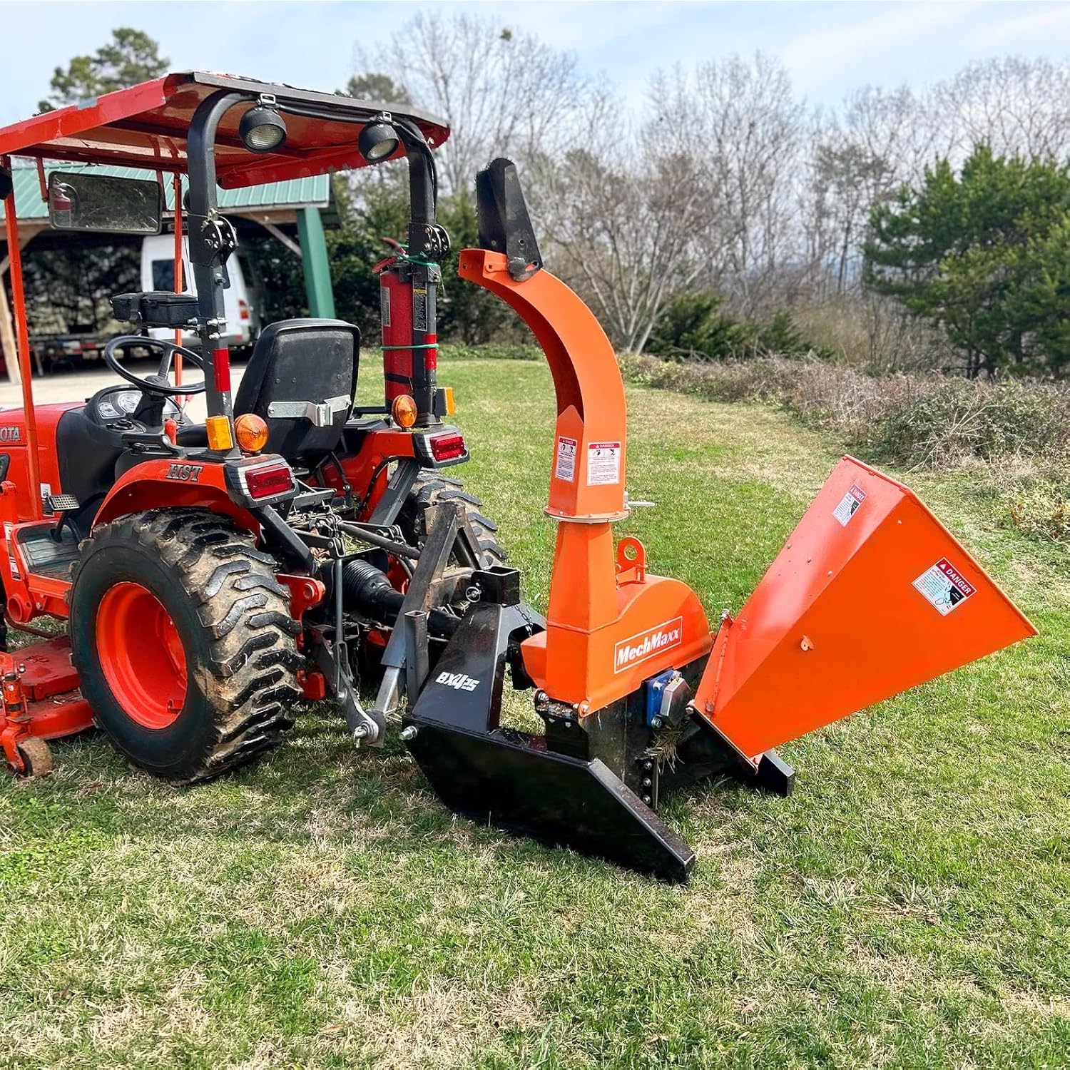 4'' Inch PTO Powered 3 Point Wood Chipper Shredder Mulcher Attachment for Tractors Up to 45HP, (PTO Shaft Included), Model BX42S