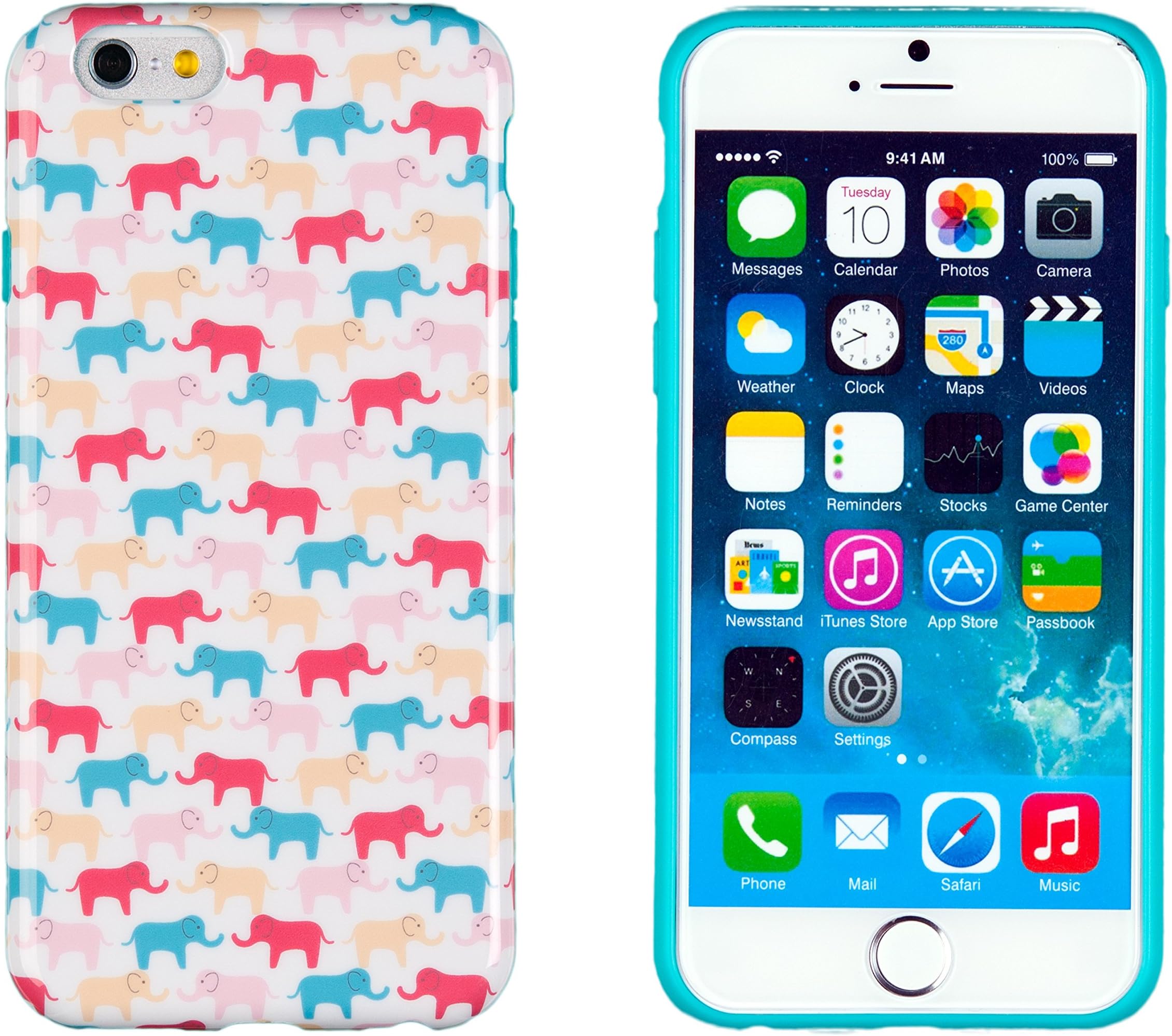 iPhone 6 Plus + Case, DandyCase Perfect Pattern *No Chip/No Peel* Flexible Slim TPU Case Cover for Apple iPhone 6 Plus (5.5" Screen) [Colorful Elephants]
