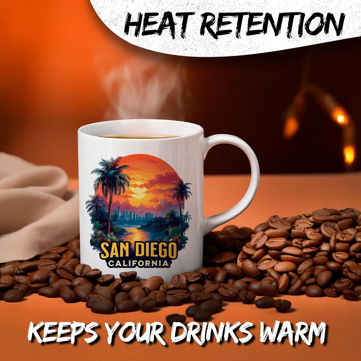 San Diego California Ceramic Coffee Mug 11oz Americas Finest City - Tea Coffee Mug with Comfortable Grip - Unique Travel Gift Cup for Office or Home - Vibrant Long-Lasting Print ID44991 - Image 3