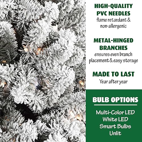 Miniatura 5 de Fraser Hill Farm Árbol de Navidad de pino de Alaska preiluminado de 7.5 pies, luces LED blancas cálidas, FFAF075-5SN