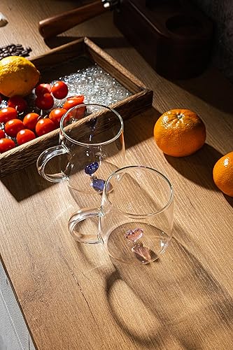 Miniatura 3 de Tazas de café de vidrio con grabado de corazón, vasos estéticos de 16 onzas, lindo regalo del día de San Valentín para ella (rosa transparente y