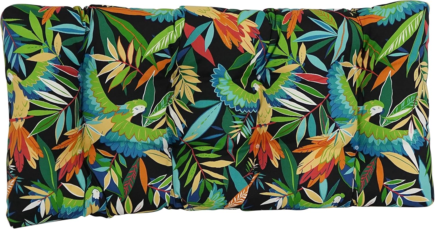 Blazing Needles Squared Patterned Spun Polyester Tufted Loveseat Cushion, 42" x 19", Tucuman Ebony