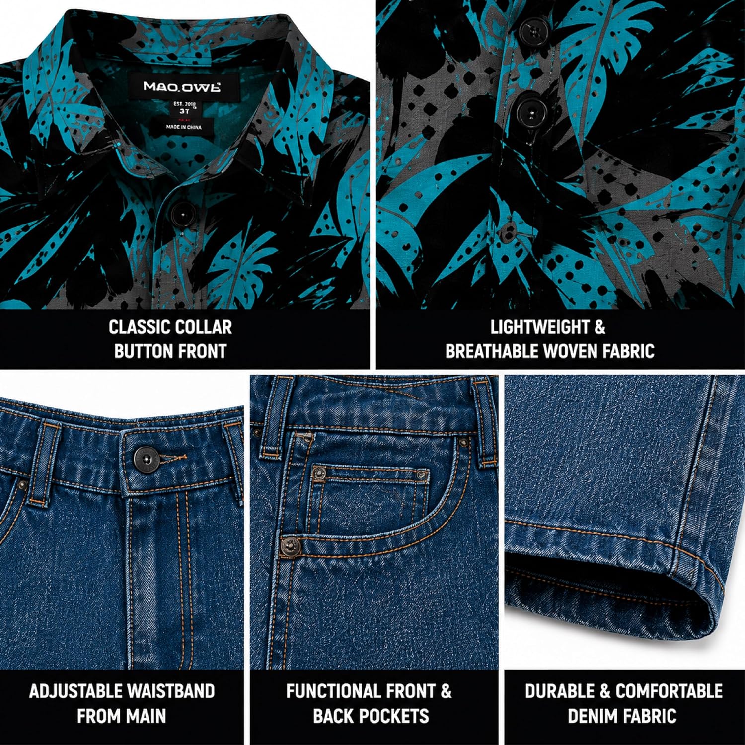 Volcom Infant Toddler Boy Shorts Set - 2 Piece Short Sleeve Graphic Tees & Denim Shorts - Toddler Summer Clothes (12M-7)