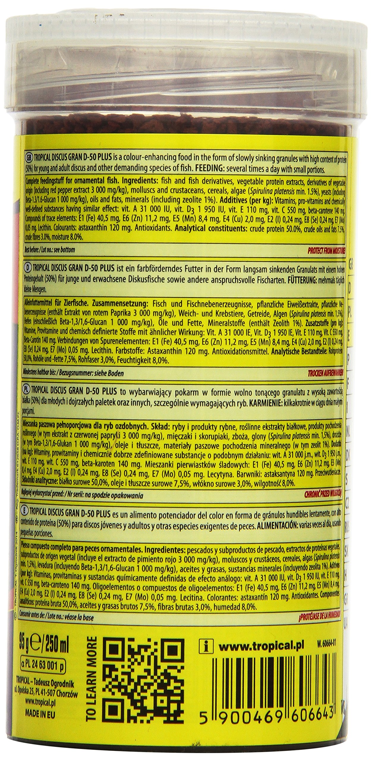 Tropical Discus Gran D-50 Plus: Farbförderndes Granulatfutter Für Diskusfische – Hoher Proteinanteil & Astaxanthin