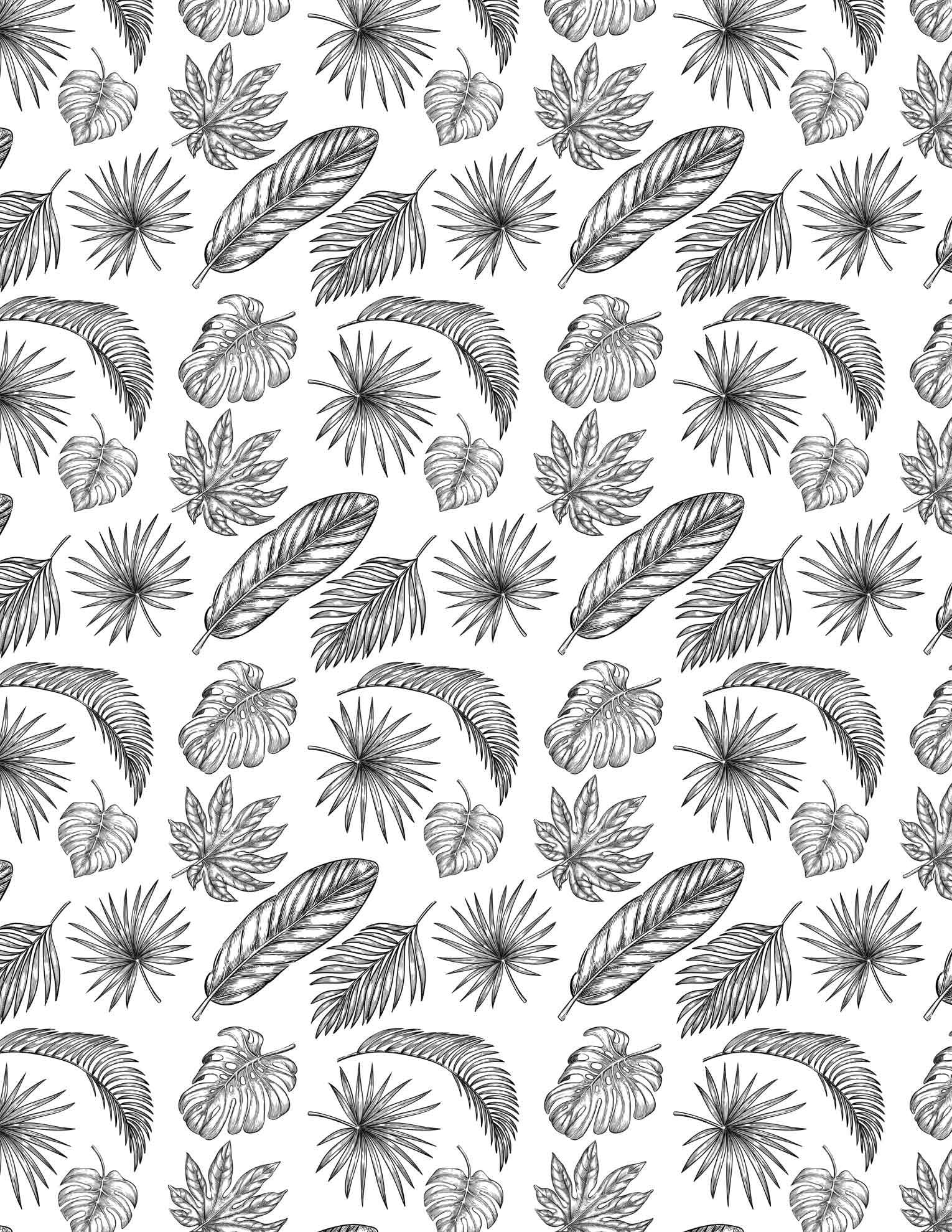 Ceramic Decals - Palm Leafs (Black, 9' x 6.5' Inch)
