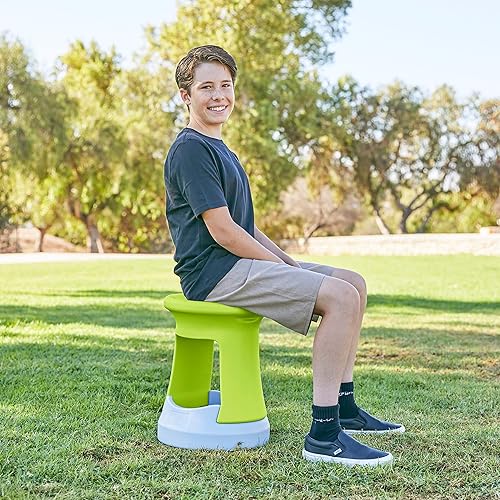 Miniatura 11 de ECR4Kids Taburete tambaleante de almacenamiento, altura del asiento de 18 pulgadas, asientos activos, verde limagris claro