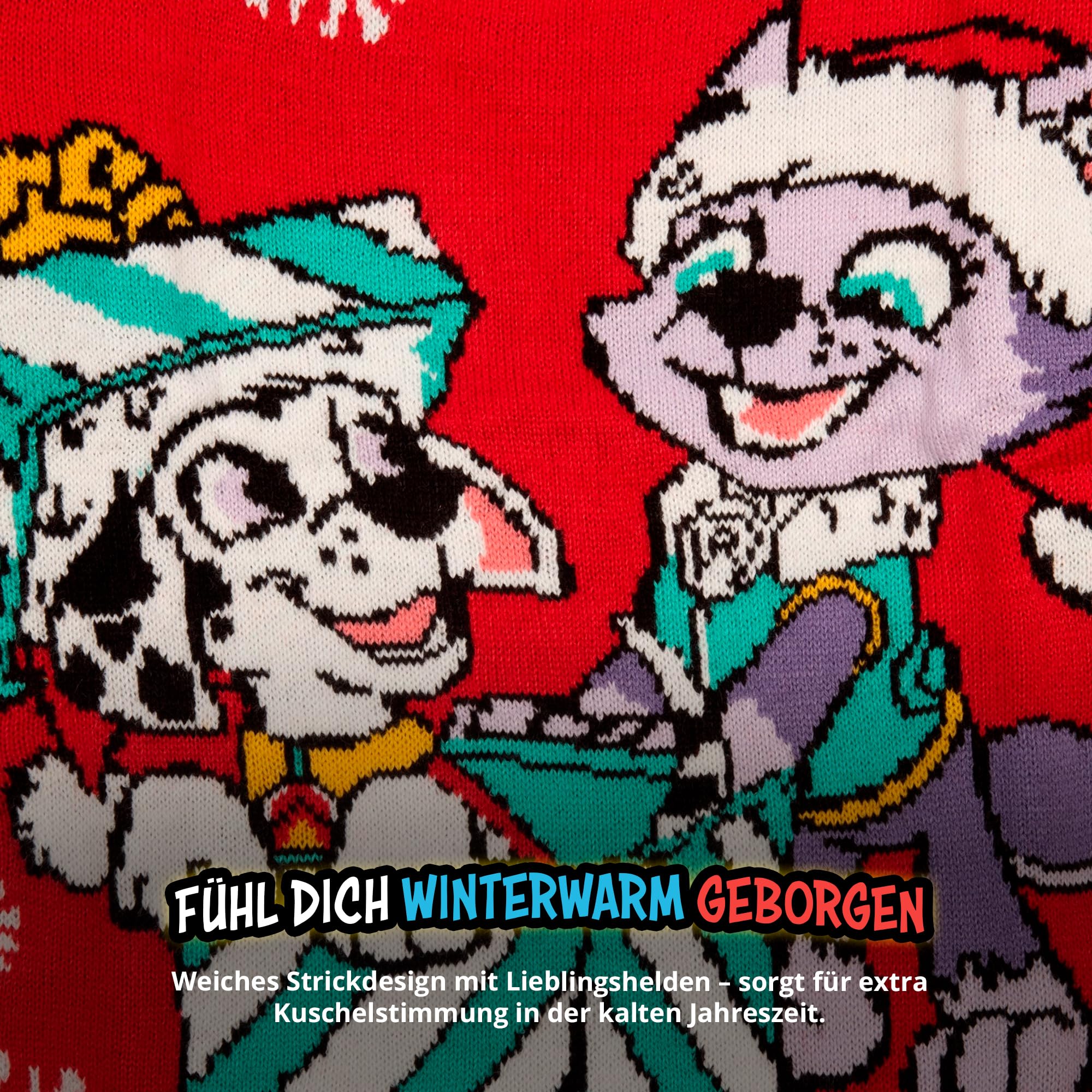 Jersey de Navidad Patrulla Canina Marshall Everest Niño Suéter Ugly Christmas Rojo