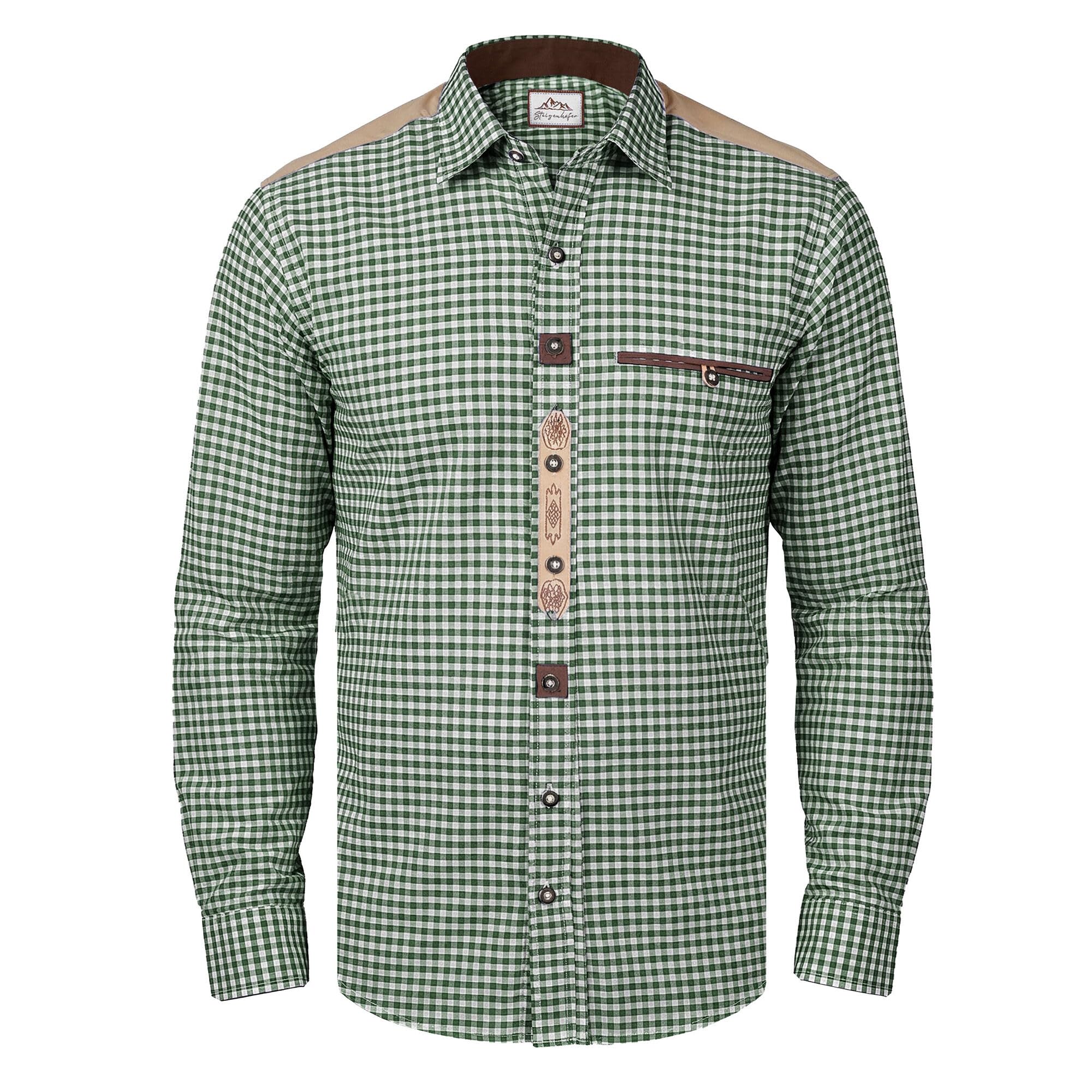 Steigenhöfer Manufaktur Trachtenhemd Herren Langarm - Leopold - Mit Trachten und Jeans kombinierbar - Traditionelles Herren Hemd mit Kentkragen - Ideal für Dein Oktoberfest Herren Outfit