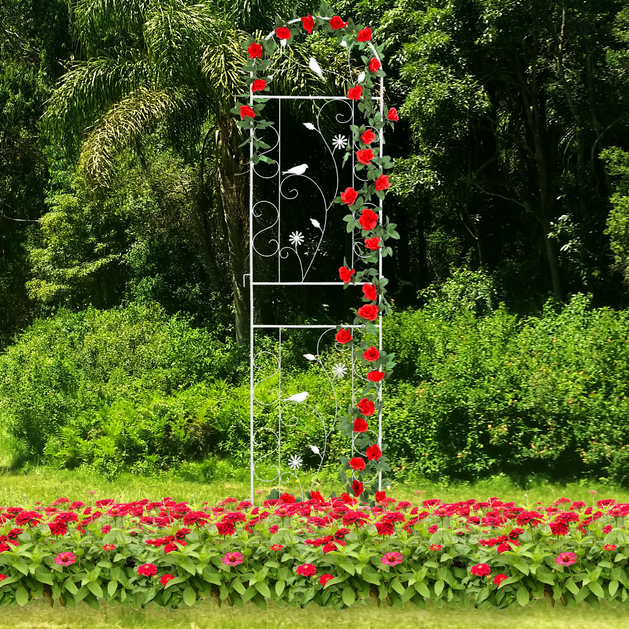 FHWTY Metal Garden Trellis 86.5 Arched White