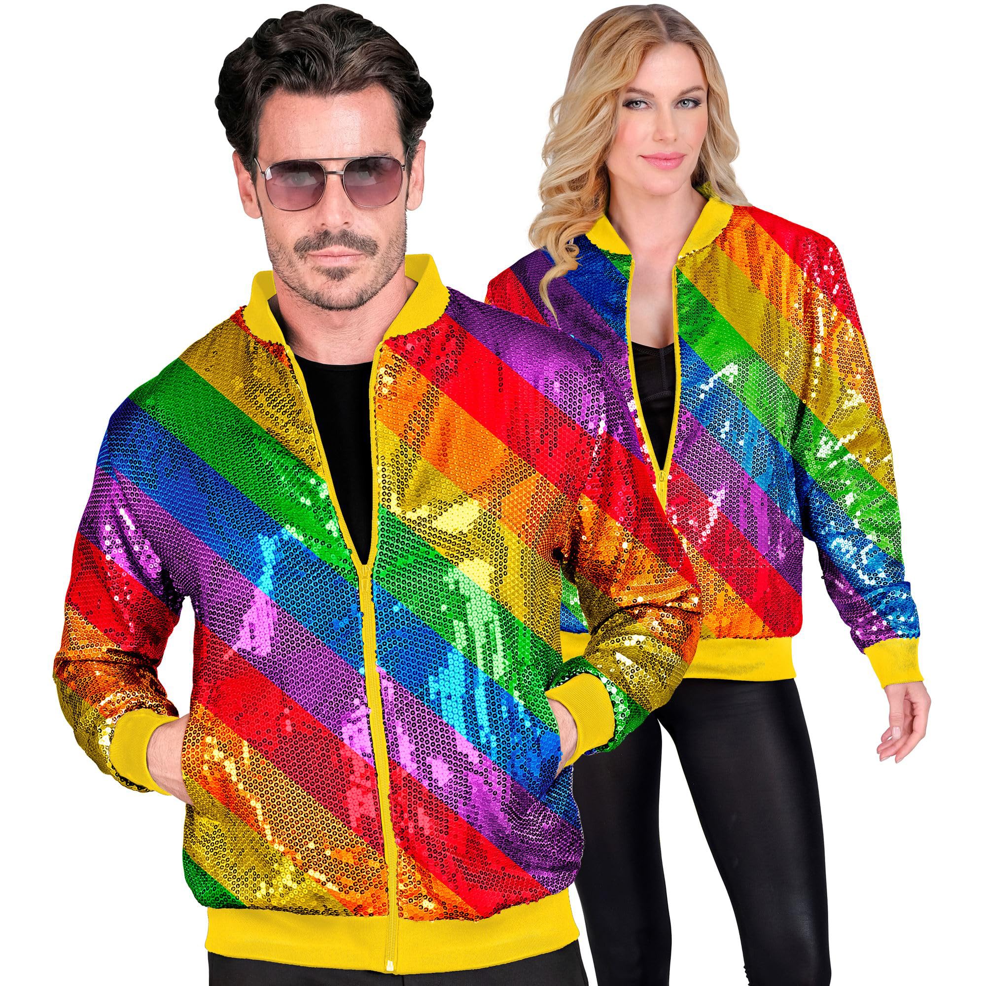 W WIDMANN MILANO Party Fashion - Pailletten Bomberjacke für Erwachsene, Kostüm Outfit für Festival & Karneval