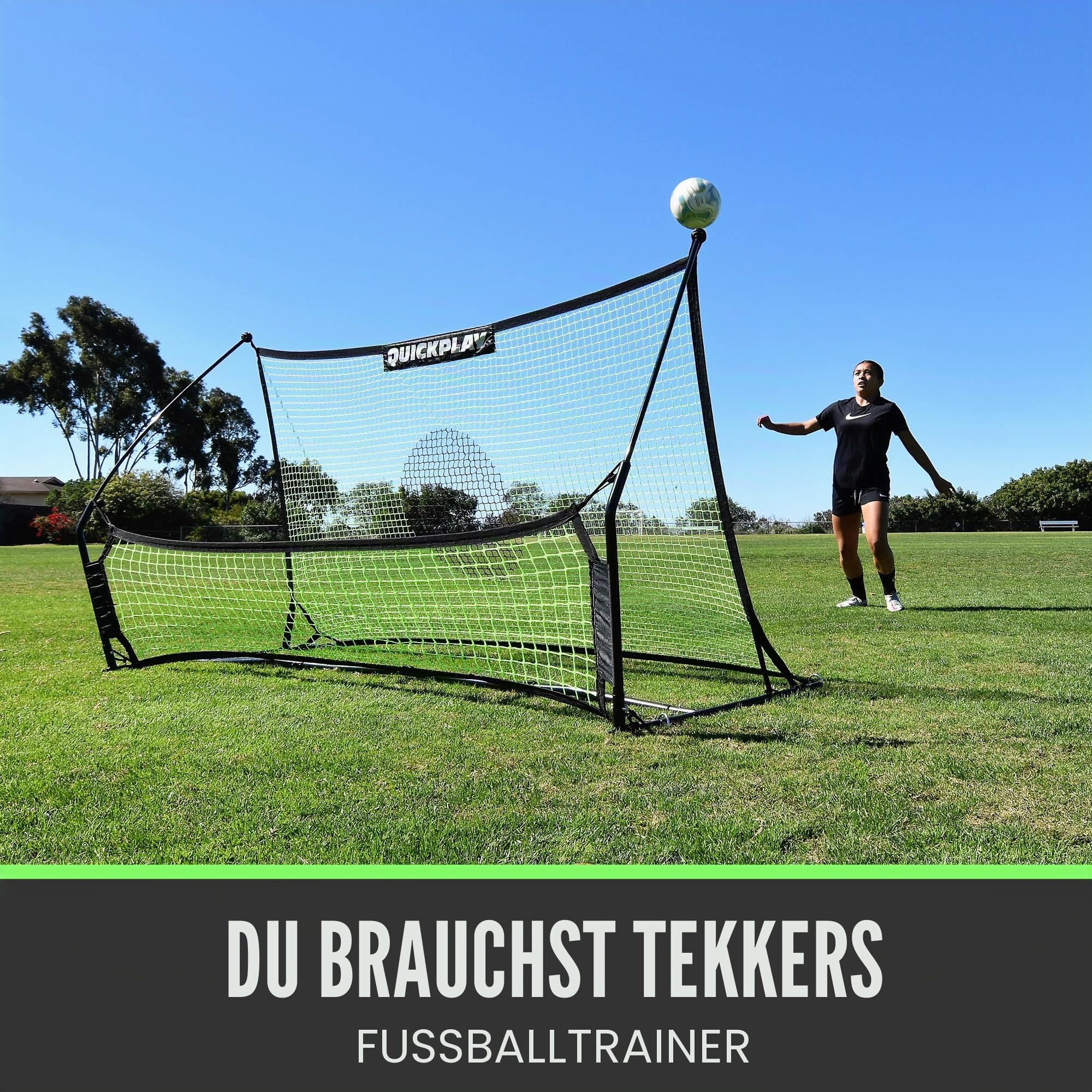 QUICKPLAY TEKKERS Rebounder Für Fußball Professioneller Fußball Rebounder - Tragbare Trainingswand 200x120 cm - 2 in 1 Netz System für Passspiel & Techniktraining