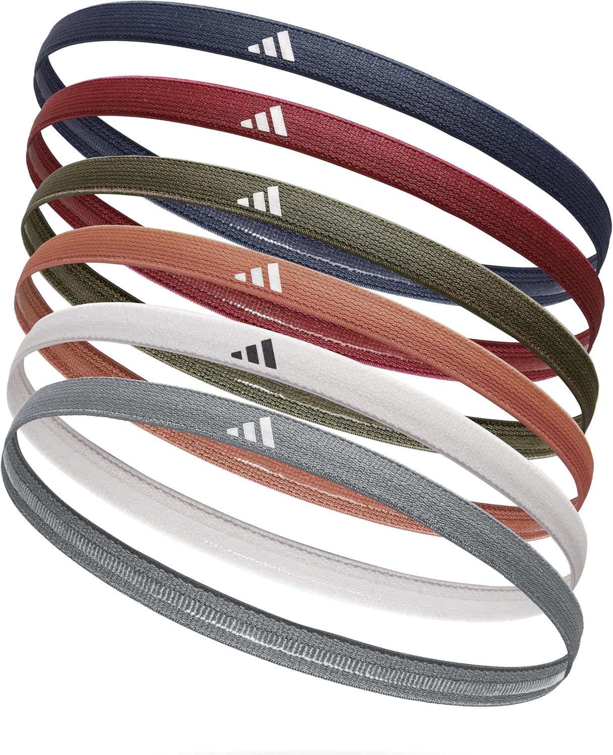 Hair bands: grey, white, clay, olive, red, navy