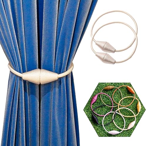 JoySusie Paquete de 2 alzapaños magnéticos para cortinas, cuerda mejorada, modernos, hechos a mano, cortinas decorativas, sujetadores de tejido para