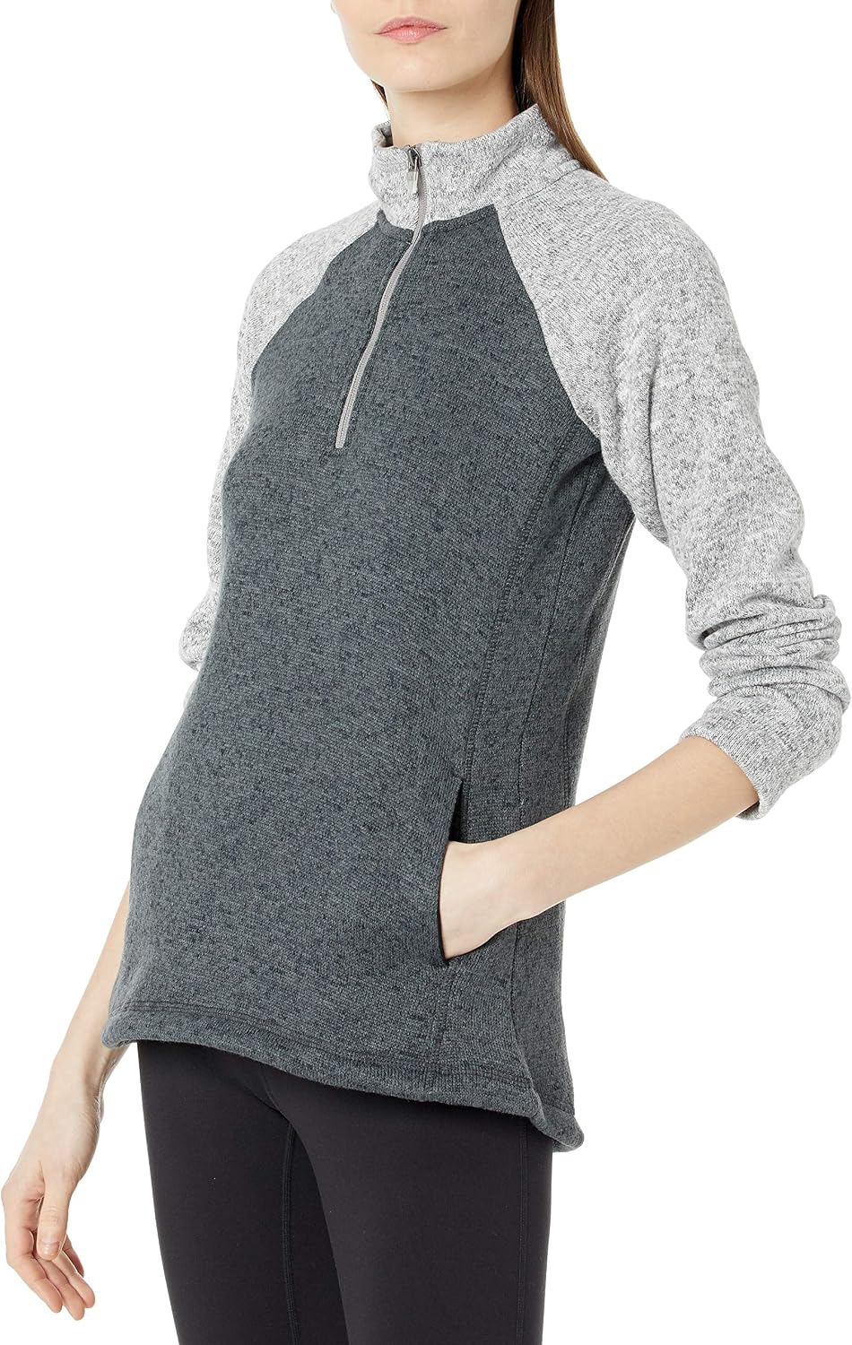 Charles River Apparel Women's Women's Quarter Zip Color Blocked Heathered Fleece