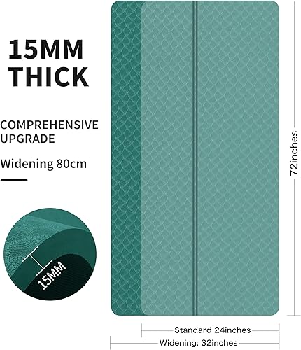 Miniatura 3 de nuveti Esterilla de ejercicio grande 0.591 in0.787 in1.181 in de grosor Alfombrilla de entrenamiento para fitness, yoga, pilates, estiramiento y