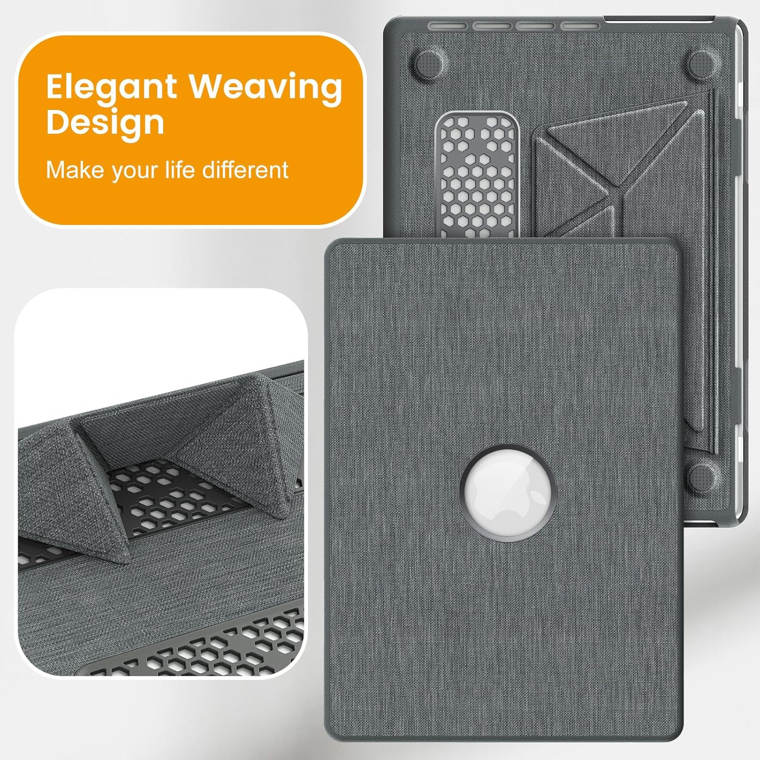 KAIJIAbox Compatible with MacBook Pro 14 inch Case M5 M4 M3 M2 M1 Pro/Max 2026 2025-2021, Seamlessly Closes & Anti-Crack | Foldable Stand | Keyboard Cover | Mouse Pad | Hard Shell Woven Fabric, Grey