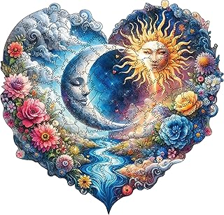 Wooden Puzzles for Adults, Sun and Moon Wooden Jigsaw Puzzles 200 Pieces, Irregular Unique Animal Shaped Wood Puzzle Adult, Creative Ghristmas Gifts for Adults Family Game