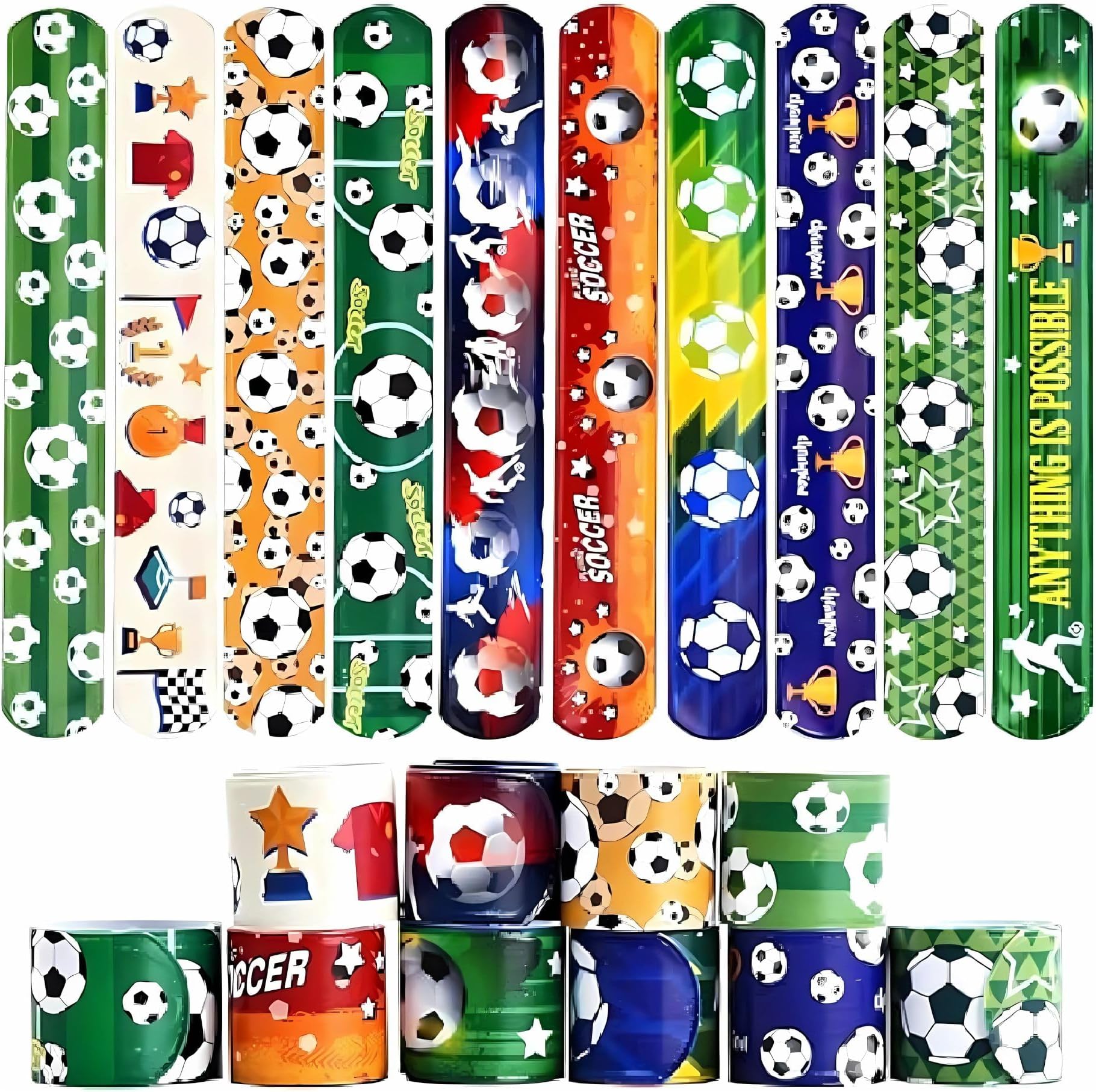 Birthday Popper 12 Pcs Football Theme Slap Bracelet Bands Ideal Birthday Return Gifts for Boys and Girls of All Age Group