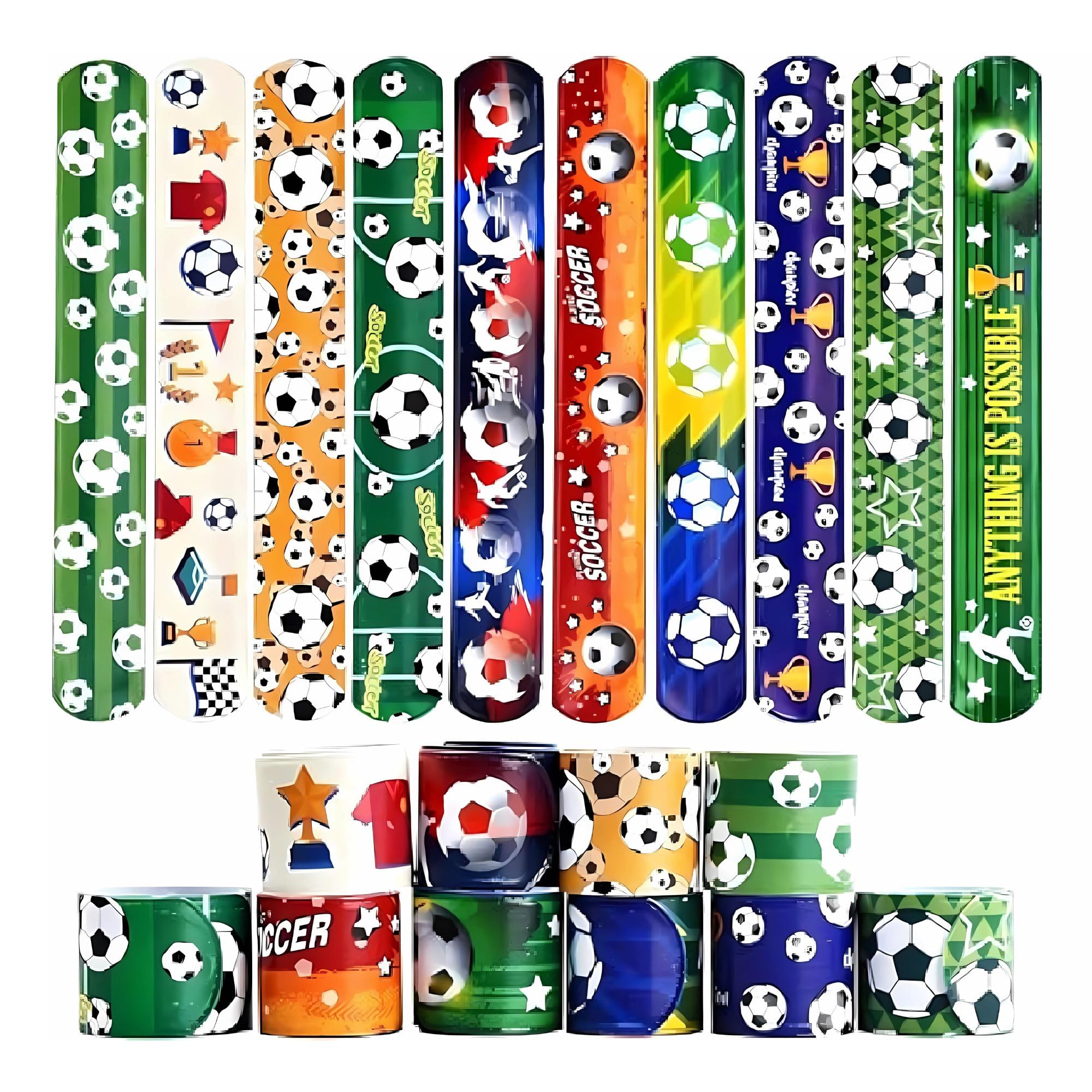 Birthday Popper 12 Pcs Football Theme Slap Bracelet Bands Ideal Birthday Return Gifts for Boys and Girls of All Age Group