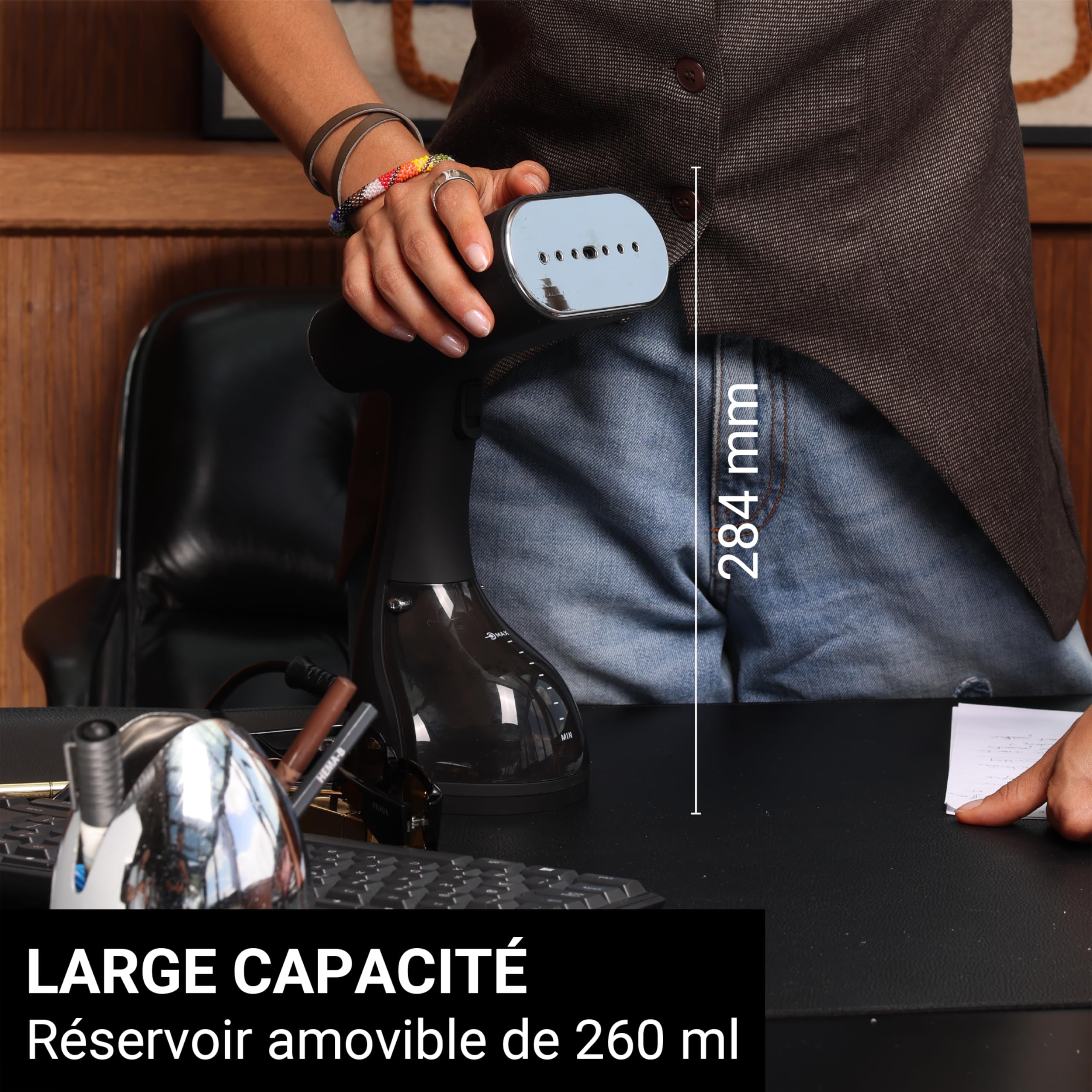 STEAMONE - Steamer Défroisseur à vapeur 2000W 30g/min - Fer portatif - Capacité 260ml - Elimines 99,99% d'impureté - Prêt en 30s - Câble 2m - Format compact - EUST260BV2 S-TRAVEL 2