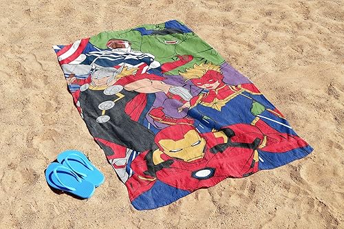 Miniatura 4 de Jay Franco Marvel Avengers - Toalla de playa para piscina y piscina para niños, súper suave y absorbente, 100% algodón, mide 28 x 58 pulgadas,