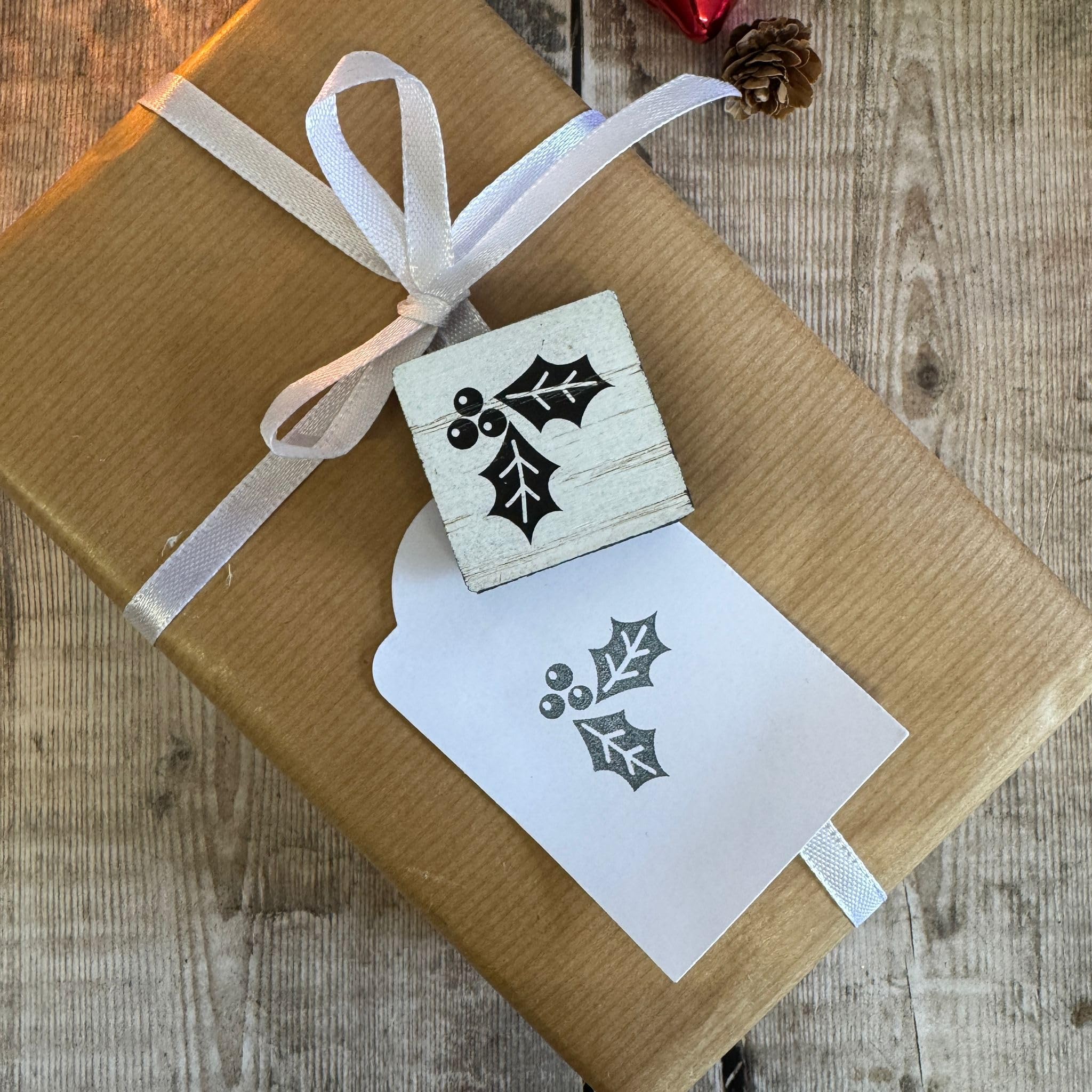 Christmas Holly Rubber Stamp – Holiday Crafting, Card Making, Scrapbooking, DIY Festive Projects