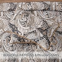 Vista 6 de DJY Juego de edredón de cachemira marrón, tamaño Queen, juego de colcha bohemia de 3 piezas, ropa de cama de microfibra suave y ligera con estampado