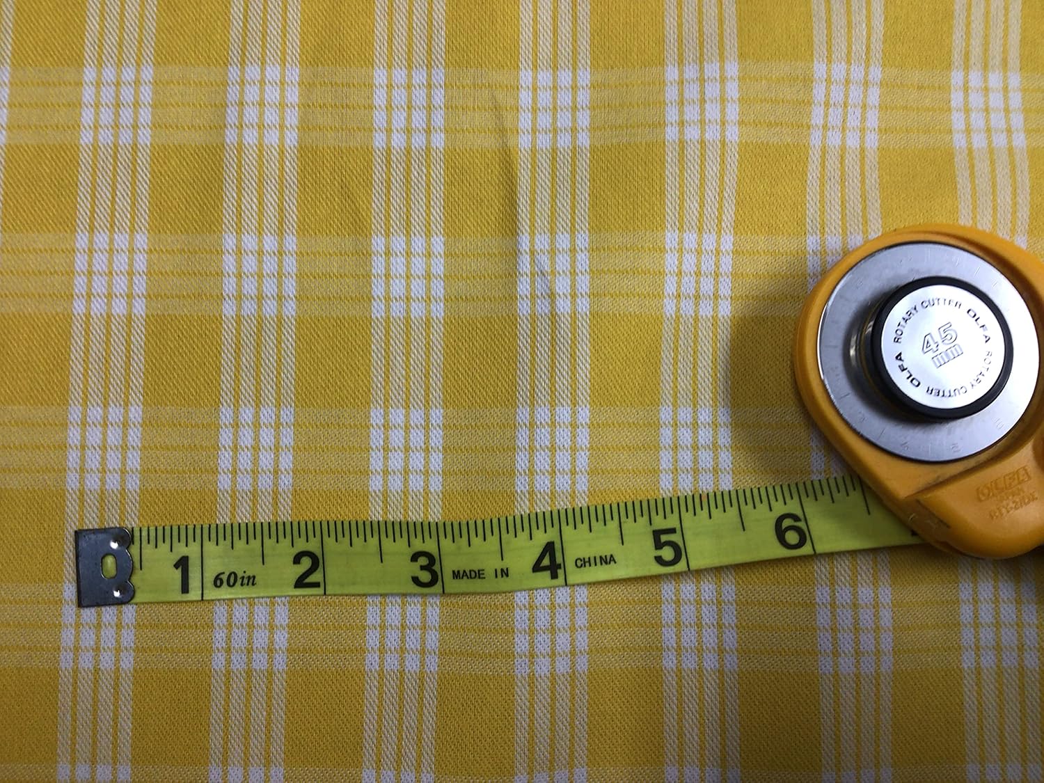 Yellow Woven Palaka Hawaiian Print Fabric Votton Sold by The Yard