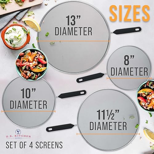 Miniatura 10 de U.S. Kitchen Supply Juego de 3 protectores de salpicaduras de acero inoxidable de 13 pulgadas, cubierta de malla fina, grasa y aceite, pantalla
