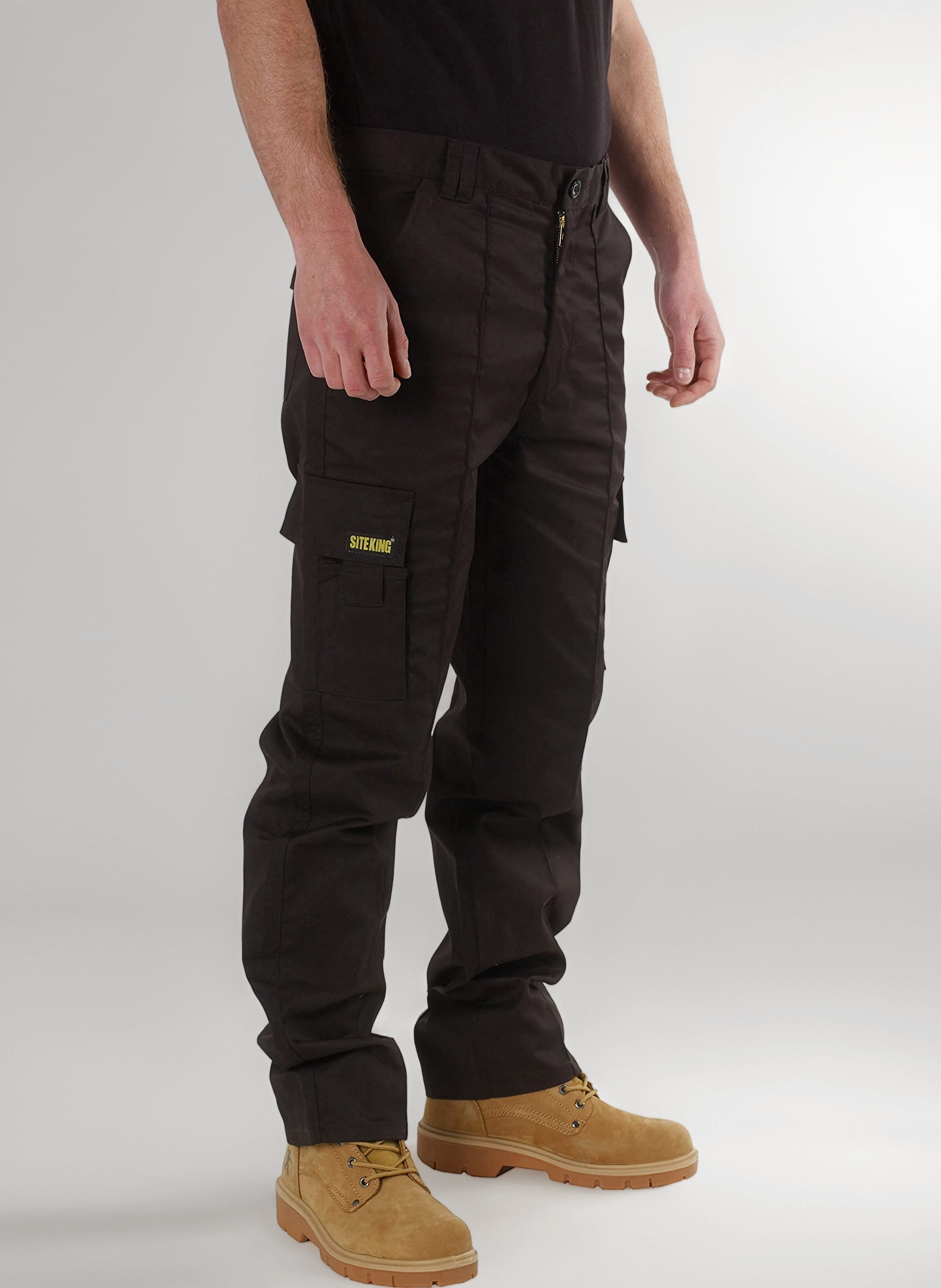 SITE KING Mens Cargo Combat Work Trousers Sizes 28 to 56 with Button & Zip Fly