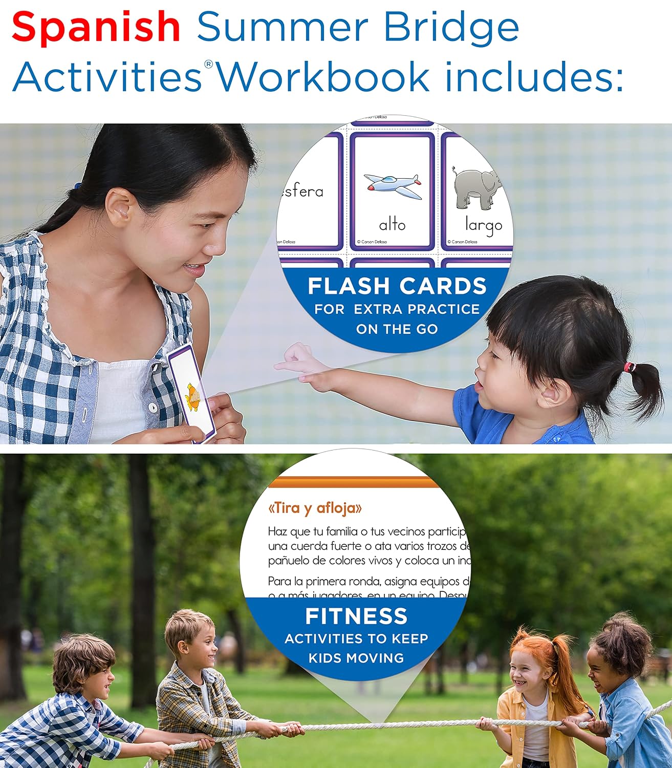 Summer Bridge Activities PreK-K Spanish Summer Learning Resources, Bundle, Ages 4-5, Spanish Language Preschool to Kindergarten Workbooks, Alphabet Flash Cards, 4 Children's Books, and Drawstring Bag image 5