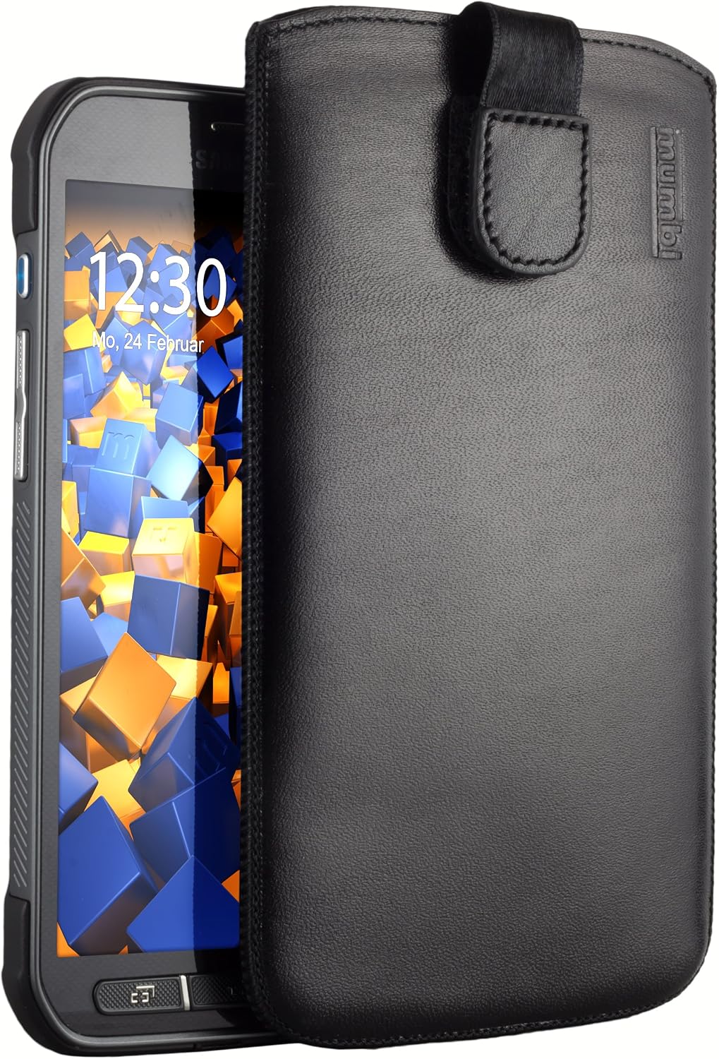 mumbi Genuine Leather Case Compatible with Samsung Galaxy S5 Active Black