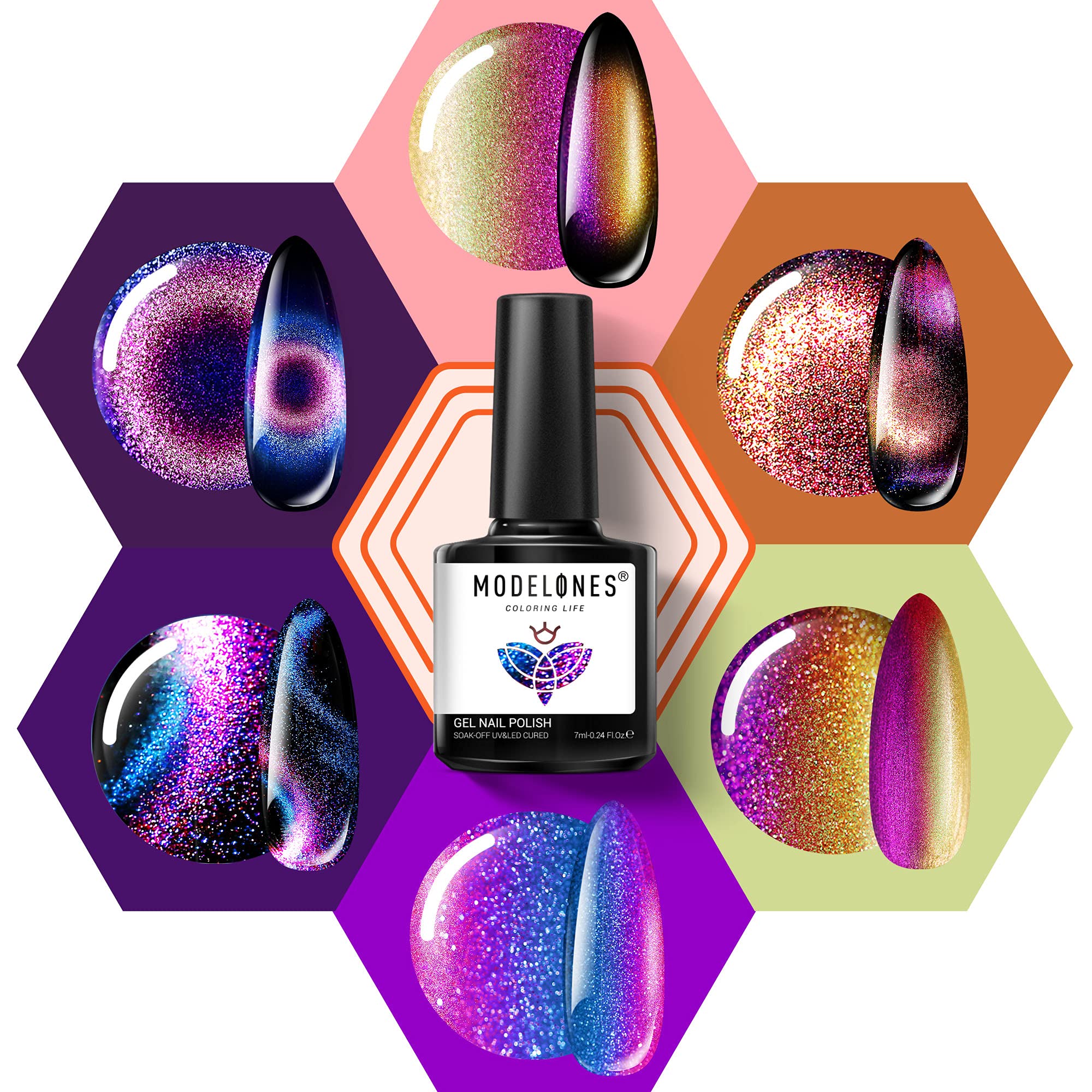Modelones Cat Eye Gel Nail Polish 9D Black Galaxy Gel Collection