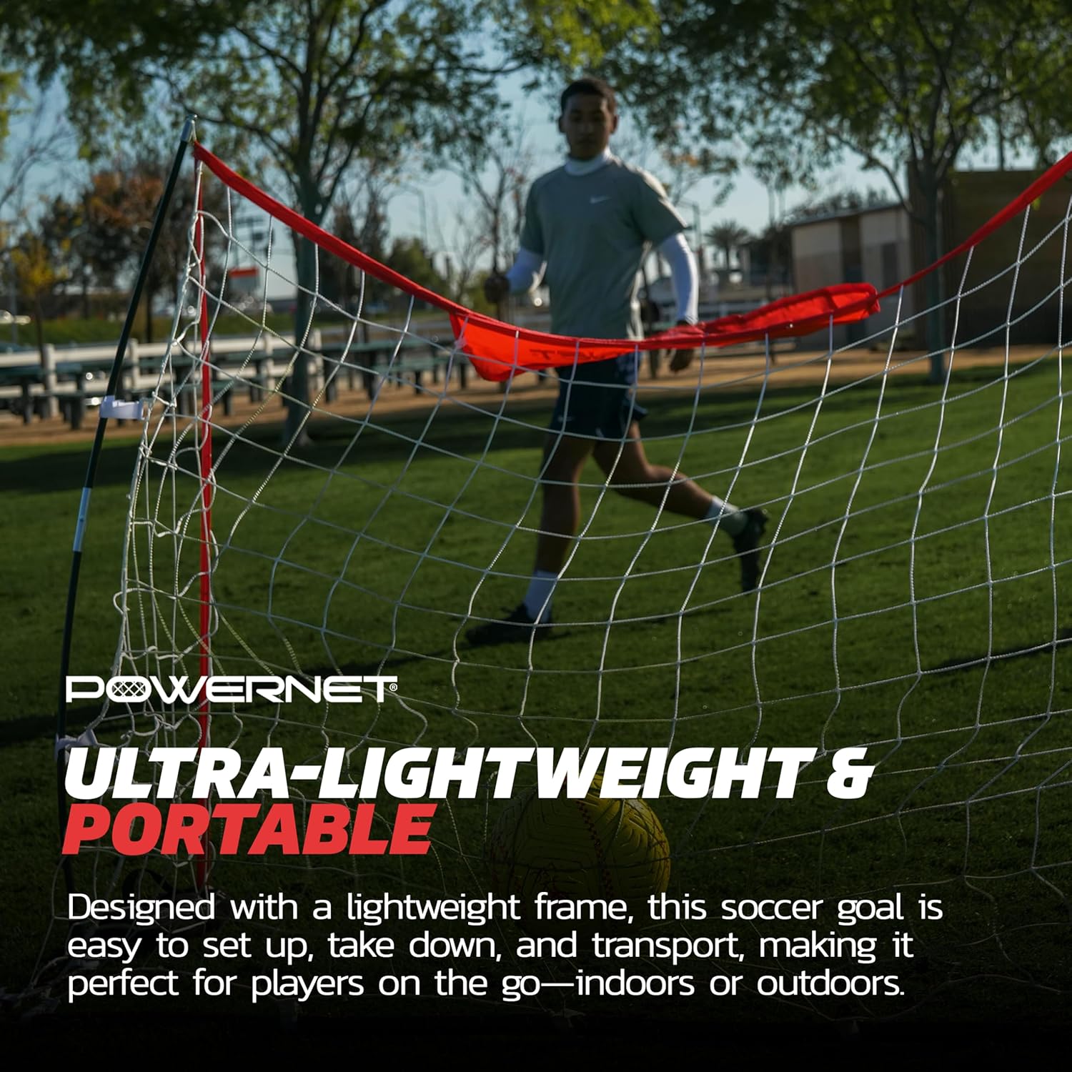 PowerNet Portable Soccer Goal, Collapsible Soccer Net with Fiberglass Poles, Pop Up Soccer Training Equipment, 1 Goal & Zipper Storage Bag (Various Sizes)