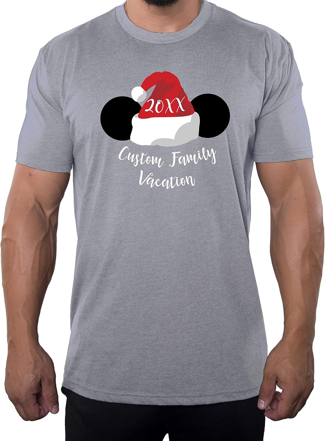 Mouse Head Santa Head Custom Family Vacation 20XX Man's Christmas Mouse Shirt