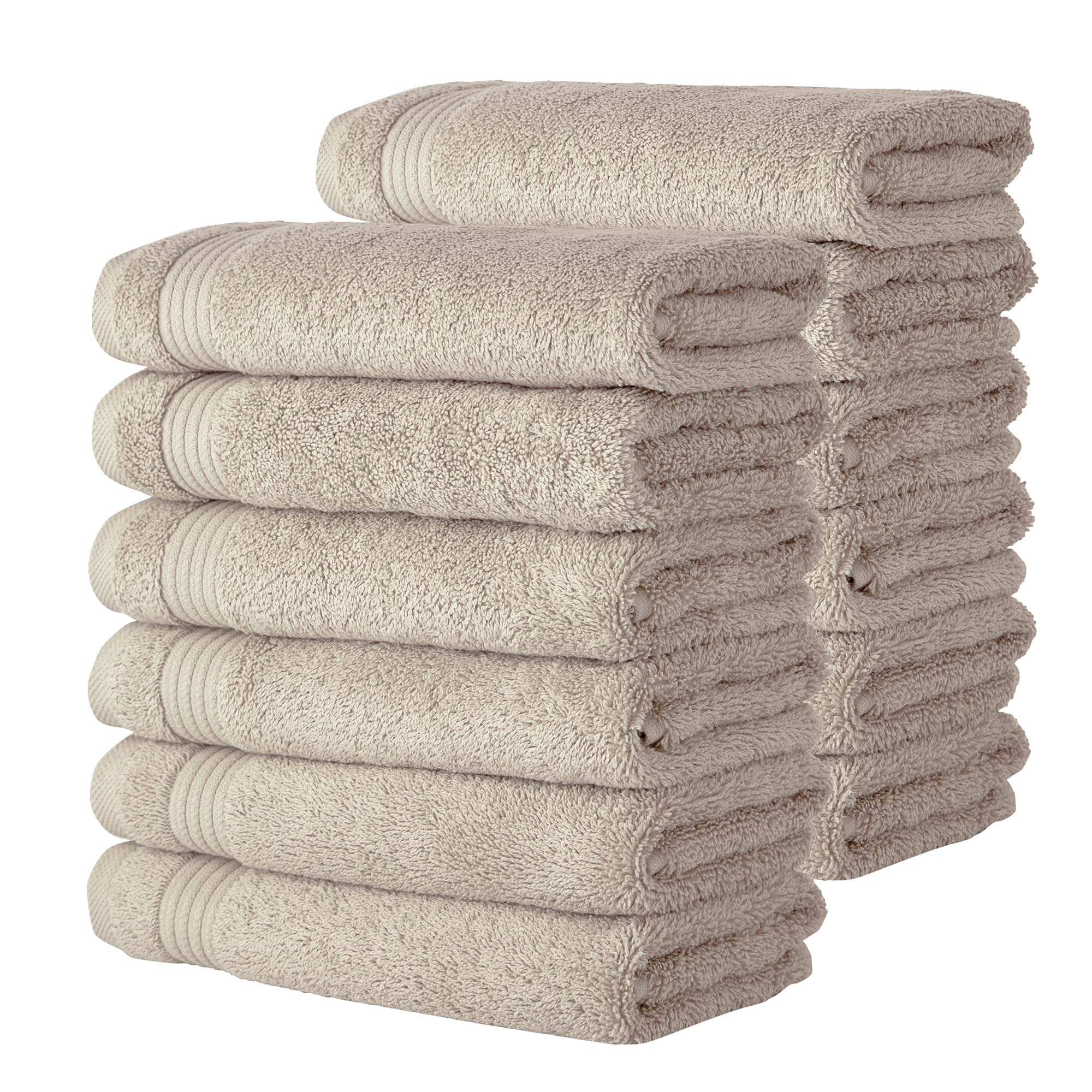 Classic Turkish Towels CTT - Premium Washcloths 12 Pack Set, 100% Turkish Cotton, Highly Absorbent & Quick Dry, Face Towels Wash Cloths for Hotel, Spa & Gym | 12"x12" (Beige)